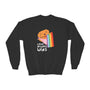 Love Always Wins kids sweatshirt featuring a dog with a rainbow flag, promoting kindness and inclusivity in LGBTQ+ pride.