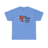 Blue athletic tee with playful 