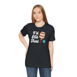 I'd hit that t shirt model wearing a black tee with a pickleball graphic and playful text.