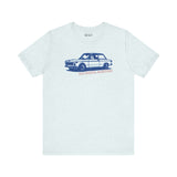 Old School Injection tee featuring 1970s BMW 2002 Tii design, perfect for car lovers and enthusiasts.