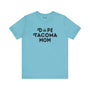 Light blue tee with "Dope Tacoma Mom" text, featuring a marijuana leaf as the "O" in "Dope" – perfect for stylish Tacoma moms.