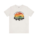 Get Away From It All vintage Bronco premium soft tee with retro sunset design, perfect for adventure lovers.