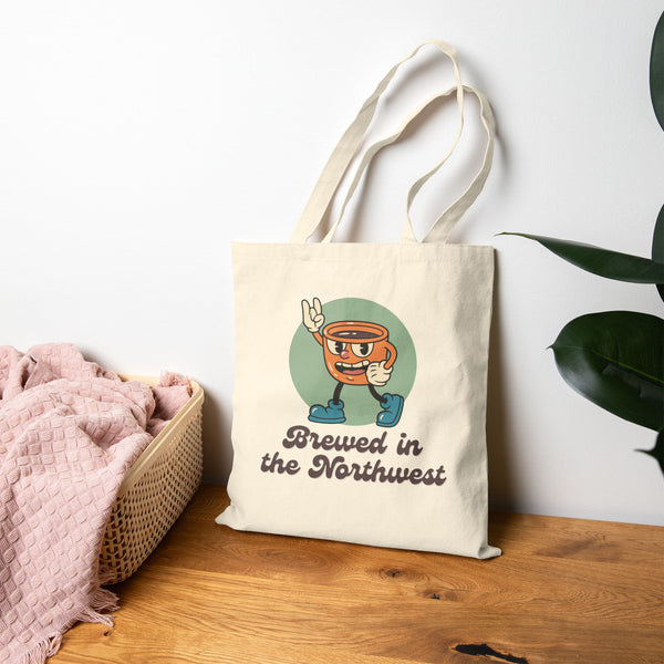 Brewed in the Northwest Coffee Cotton Canvas Tote Bag