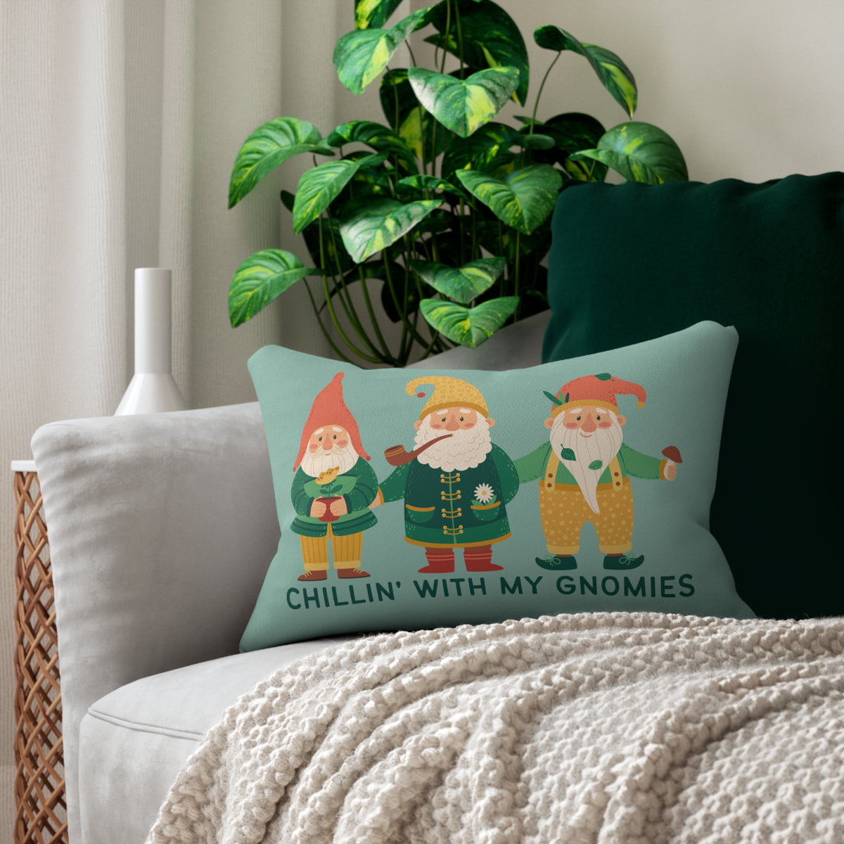 Chillin' with My Gnomies Lumbar Accent Pillow