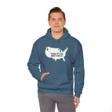 Man wearing Evergreen is Where It's At cozy hoodie featuring woodgrain map and 'Made in the Northwest' text.