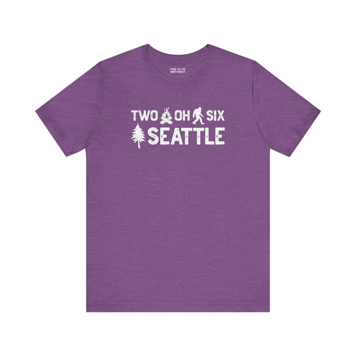 Two Oh Six Roots Premium Soft Tee in purple celebrating Seattle pride with unique design and local charm.