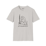 Not All Who Wander Are Lost Bigfoot graphic t-shirt in light gray, featuring Sasquatch design for outdoor enthusiasts.