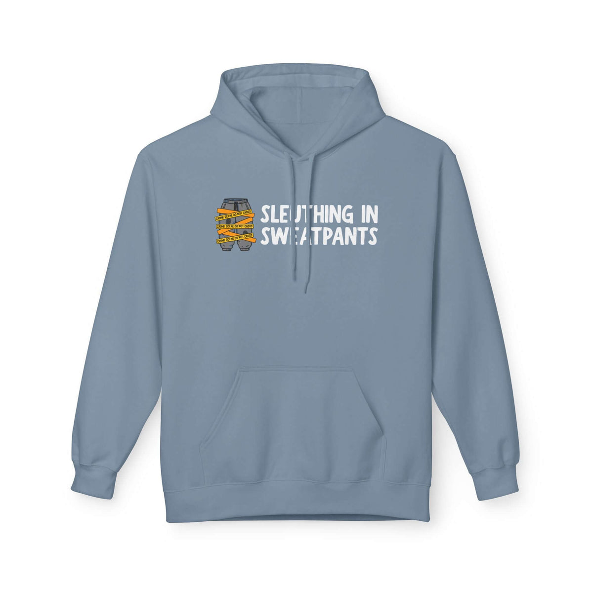 Sleuthing in Sweatpants Hoodie in a soft blue color with a relaxed fit and pouch pocket.