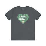 PNW at Heart Compass Soft Tee with compass design on charcoal gray fabric, showcasing love for the Pacific Northwest.