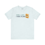 Sorry I Can't I Have Plans Premium Soft Tee for camping and book lovers, perfect for outdoor adventures.