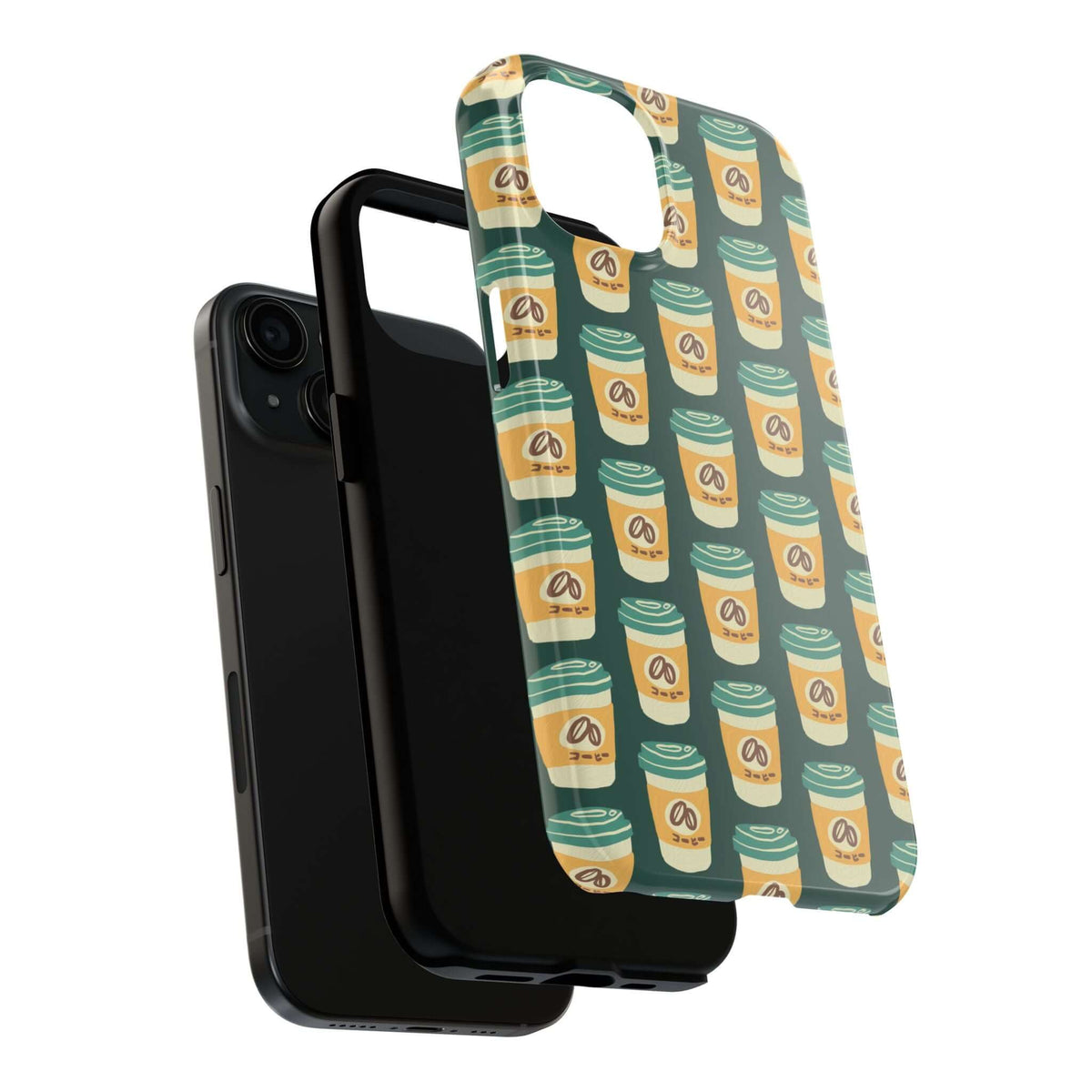 East Meets Roast tough phone case featuring Asian-inspired coffee cup design for stylish protection.