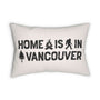 Home is in Vancouver Lumbar Accent Pillow featuring campfire, Bigfoot, and tree design for local charm.