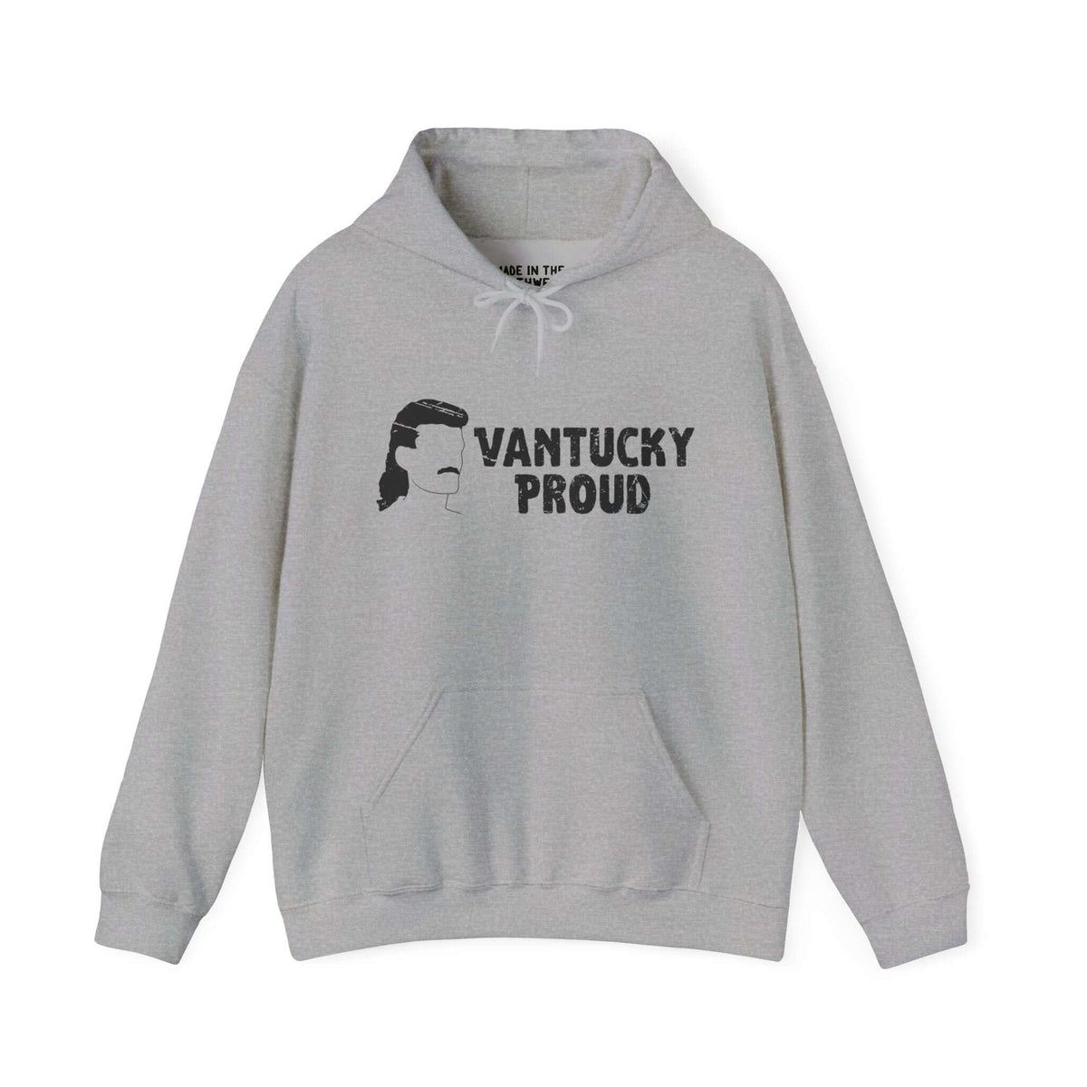 Vantucky Proud Billy Ray Slammer Hoodie - Grey Hooded Sweatshirt with Bold Graphic Design