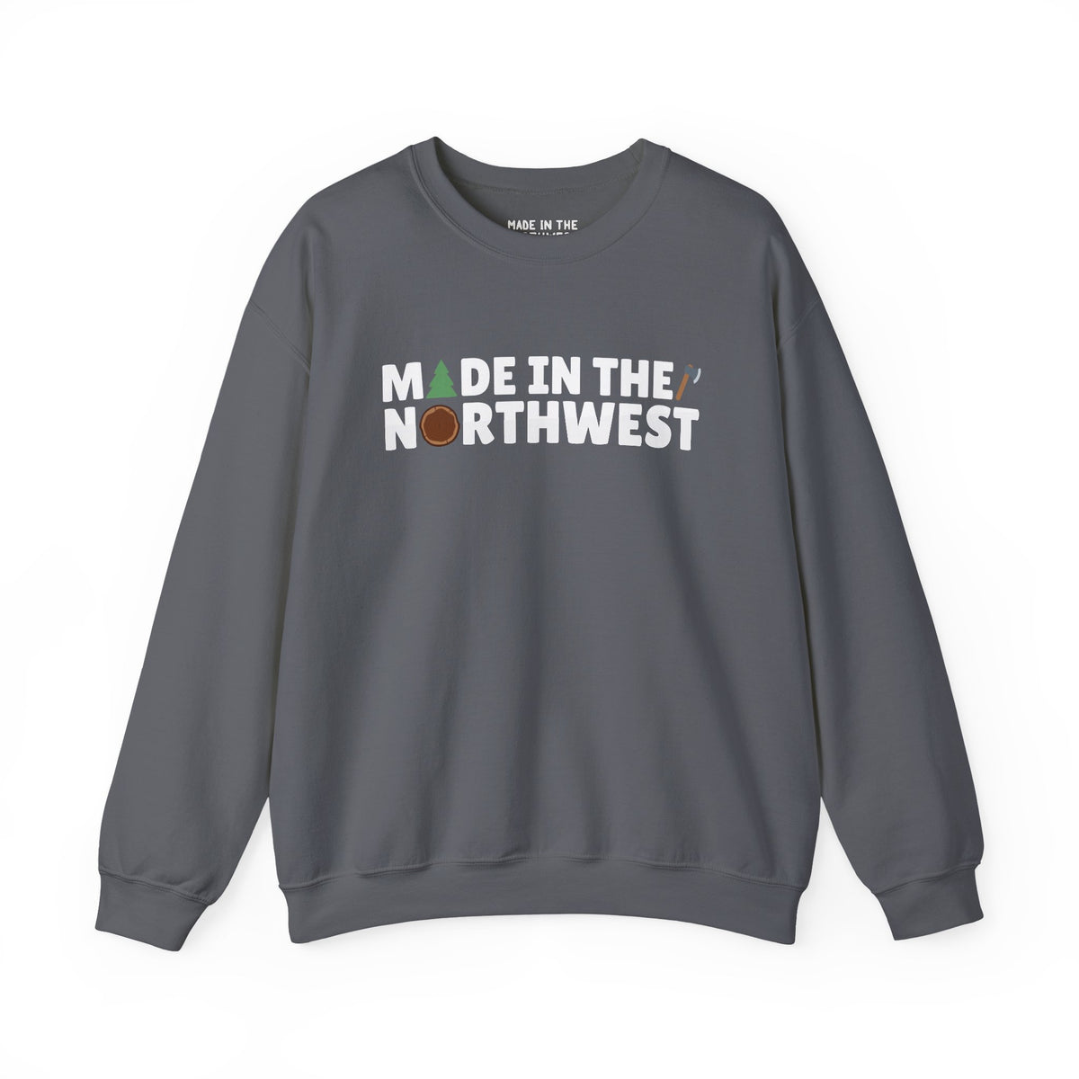 Northwest Woodlands cozy sweatshirt featuring 'Made in the Northwest' with nature-themed graphics.