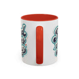 Rad Vibes Only Mug with a glossy white exterior and vibrant red interior and handle.