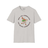Once You Lumberjack vintage softstyle t-shirt featuring a playful lumberjack graphic and humorous slogan.