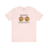 Radiate Positivity Premium Soft Tee with vibrant floral glasses design, promoting kindness and good energy.