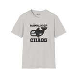 Captain of Chaos Orca Softstyle T-Shirt in light gray, featuring bold black text and orca graphic.