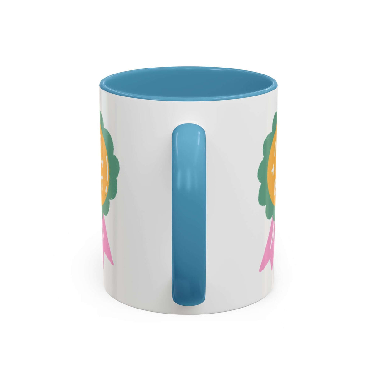 I Did My Best Mug with colorful ribbon illustration and contrasting interior color.