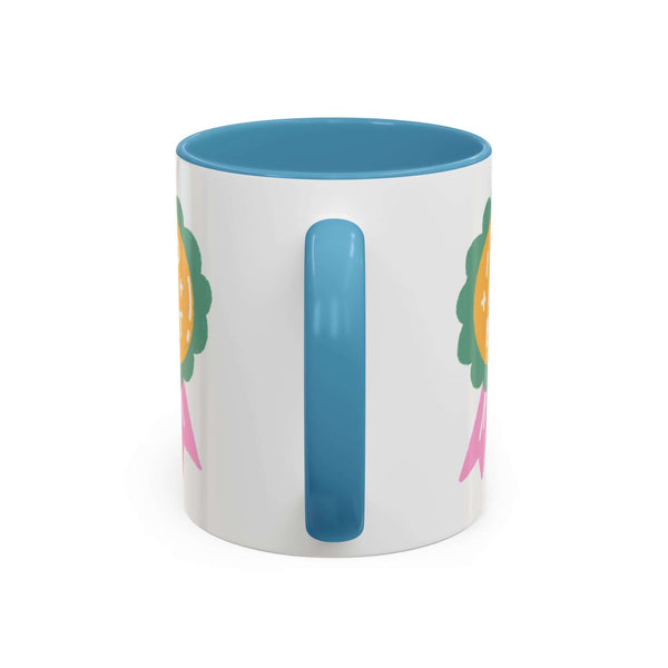 I Did My Best Mug with colorful ribbon illustration and contrasting interior color.