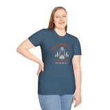 Woman wearing Into the Forest I Go to Lose My Mind T-Shirt, perfect for nature lovers and outdoor adventures.