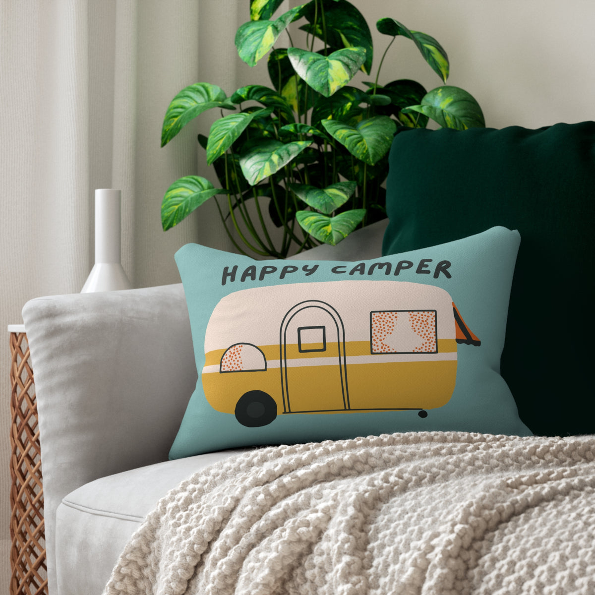 Happy Camper Adventure Lumbar Accent Pillow