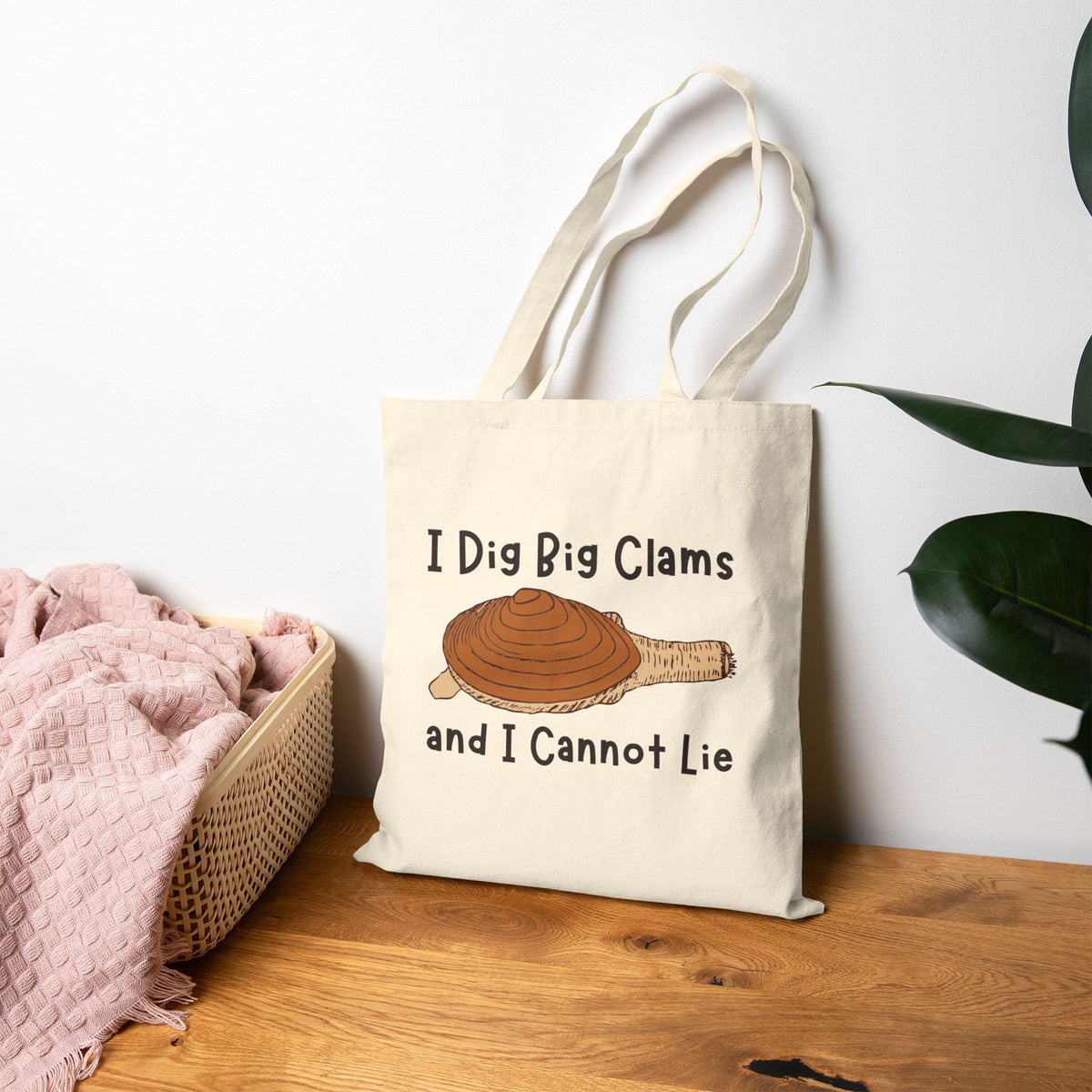 I Dig Big Clams and I Cannot Lie Cotton Canvas Tote Bag