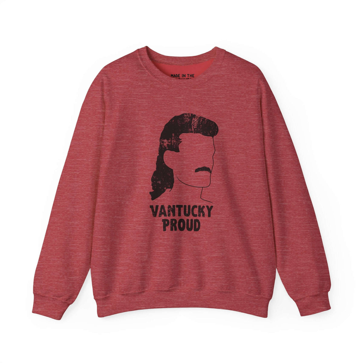 Vantucky Proud Billy Ray Slammer sweatshirt in red with bold graphic design.