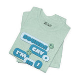 Sounds Gay I'm In! premium soft tee in mint green, featuring fun graphics and smiley icons for Pride celebrations.