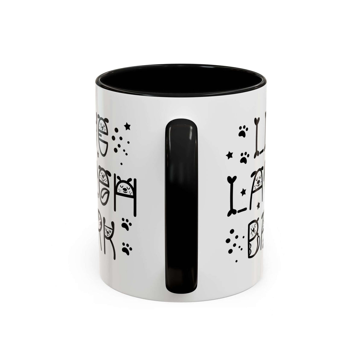 Live Laugh Bark Mug showcasing fun dog-themed design perfect for dog lovers, adding joy to your daily coffee routine.