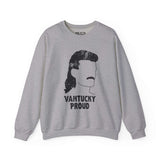 Vantucky Proud sweatshirt featuring bold silhouette graphic and text, showcasing unique style and personality.