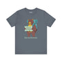 Bear's Big Northwest Adventure Tee with bear, backpack, and map on gray shirt, perfect for outdoor-loving kids and hikers.