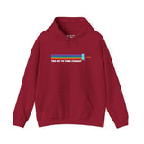 Too Gay To Think Straight hoodie with a colorful paint roller design, perfect for Pride and expressing individuality.
