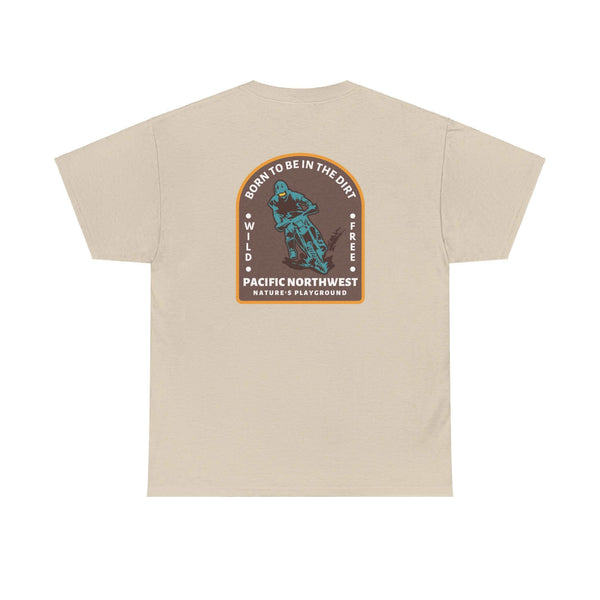 "Born to Be in the Dirt Athletic Tee featuring outdoor adventure graphic, perfect for rugged enthusiasts and nature lovers"