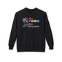 More Pride Less Prejudice sweatshirt featuring a vintage-inspired design with rainbow sunglasses.