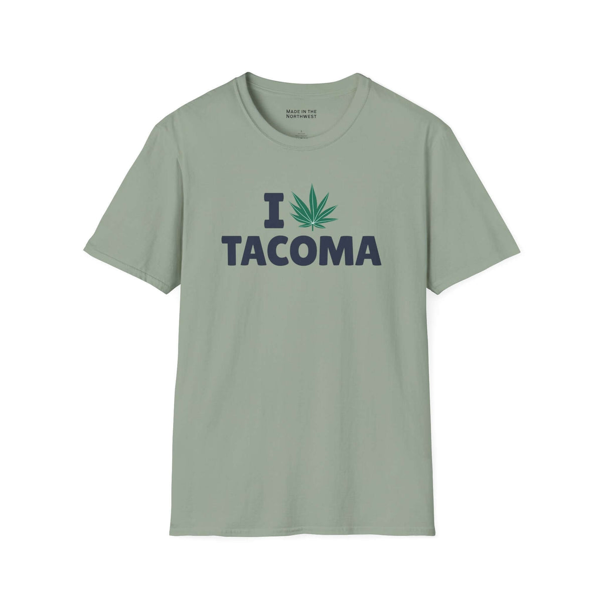 I Marijuana Tacoma T Shirt featuring a stylish graphic on a soft, green tee.