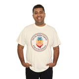 Model wearing Hidden Legends Pride of the Northwest athletic tee featuring a colorful Bigfoot design.