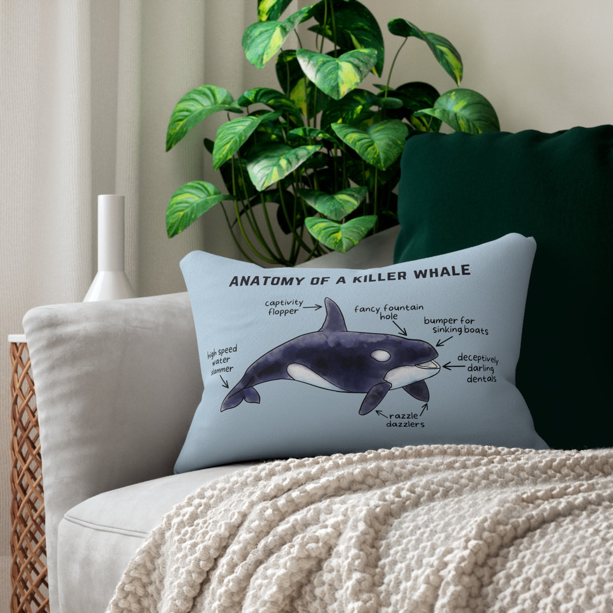 Anatomy of a Killer Whale Lumbar Accent Pillow