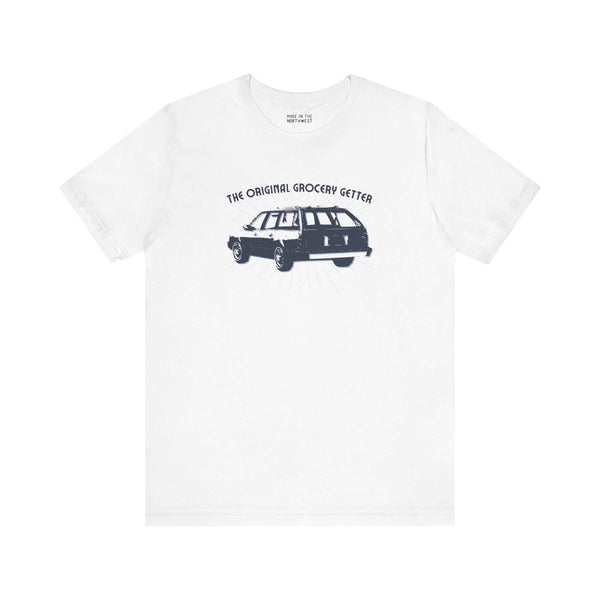 The Original Grocery Getter Premium Soft Tee featuring an Oldsmobile Cutlass Cruiser Wagon design.