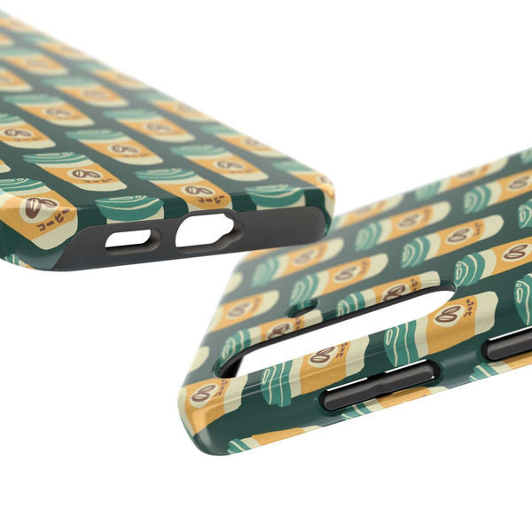 East Meets Roast tough phone case featuring a vibrant Asian-inspired coffee cup design.