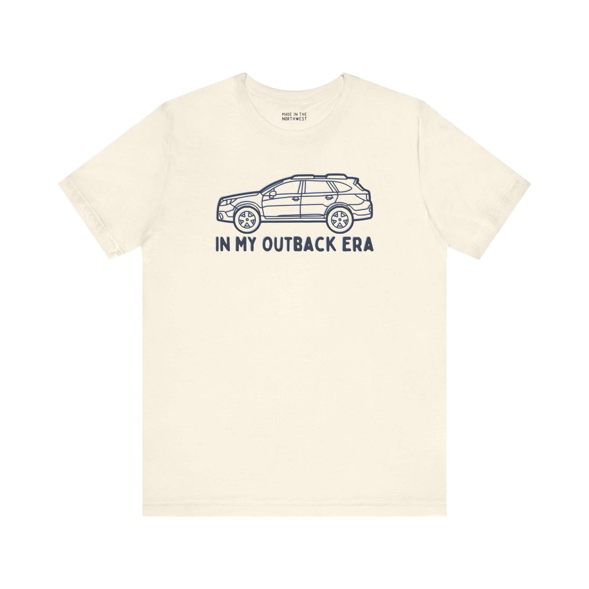 In My Outback Era premium soft tee featuring Subaru Outback design, perfect for car lovers and PNW enthusiasts.