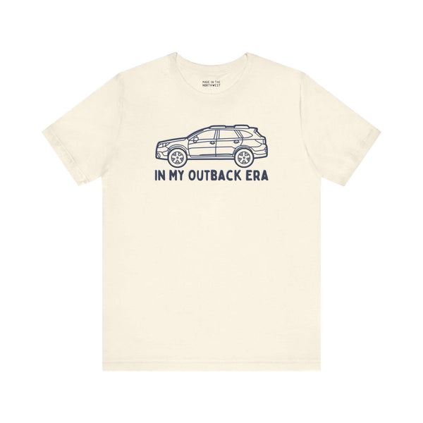 In My Outback Era premium soft tee featuring Subaru Outback design, perfect for car lovers and PNW enthusiasts.