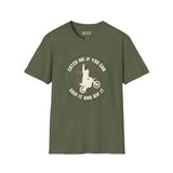 Catch Me If You Can Bigfoot motocross t-shirt, featuring a Sasquatch on a bike design for speed lovers.