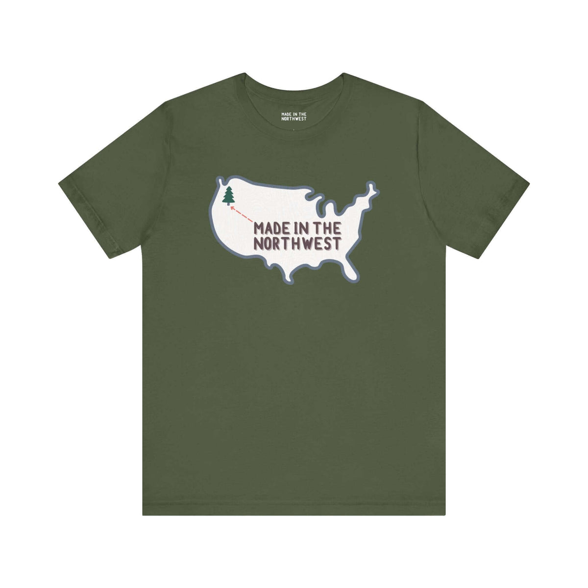 Evergreen is Where it's At Soft Tee Show your love for the Pacific Northwest with our exclusive "Evergreen is Where it's At" tee. This design features the woodgrain United States with a tree marking the PNW location, highlighted by an arrow and the phrase