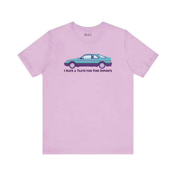 I Have a Taste for Fine Imports Automotive premium soft tee featuring 80s Merkur XR4TI design.