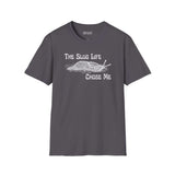 The Slug Life Chose Me T Shirt in grey with hand-drawn slug illustration and vintage-style text.