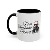 Keep Spokane Beard Ceramic Coffee Mug with vintage bearded design and heart-shaped sunglasses.