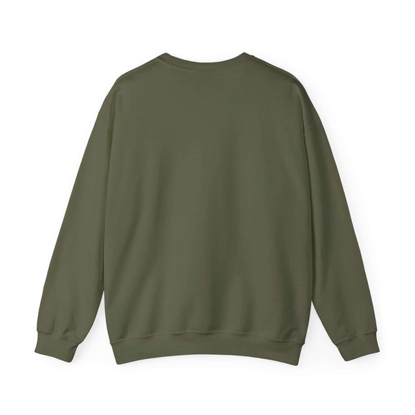 Back view of the olive green NW Is My Gnome sweatshirt showcasing its cozy fit and design.