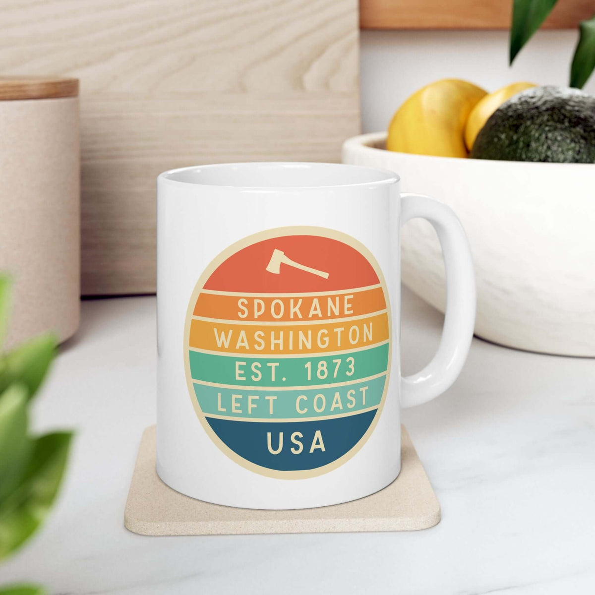 Left Coast Retro Spokane Ceramic Coffee Mug