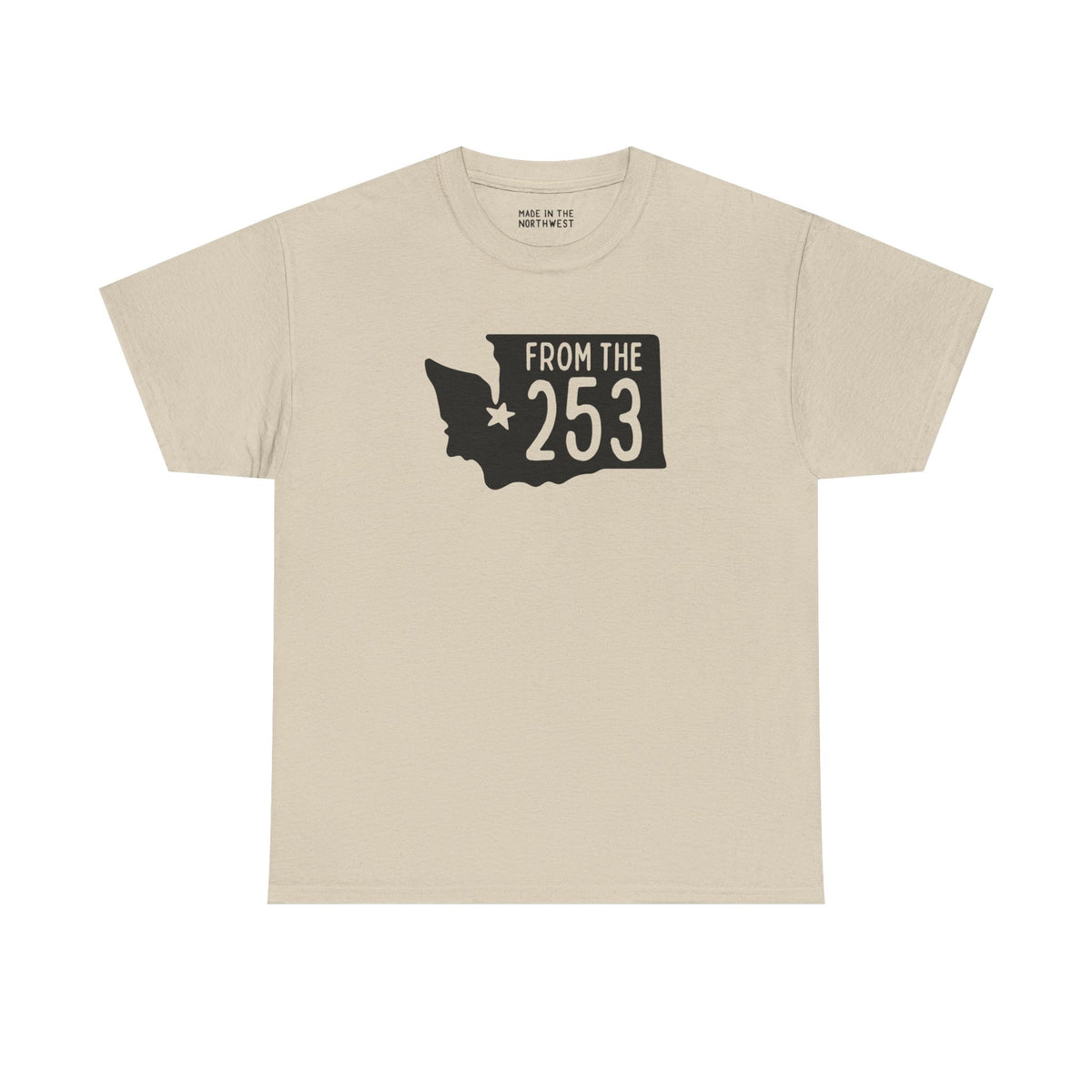 From the 253 Washington State Athletic Tee featuring Tacoma's star and state outline design.